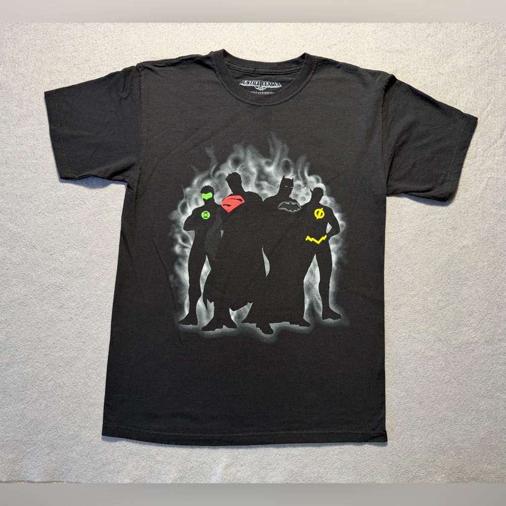 DC Comics Justice League T Shirt Mens Medium Black Batman Superman Flash